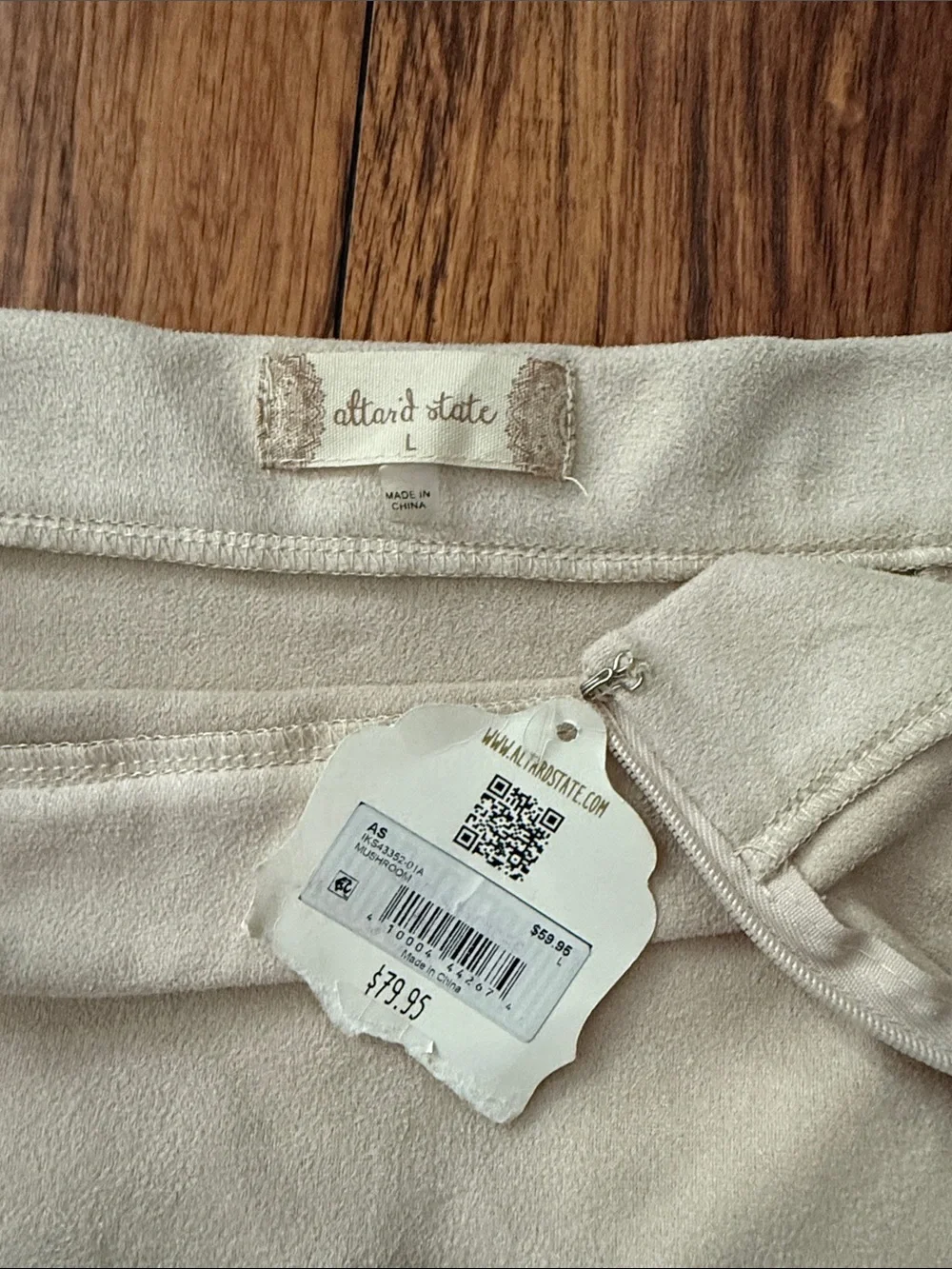 Altar'd State Light Beige Faux-Suede Fringe Mini Skirt